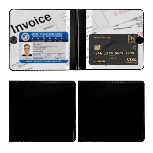 Ziciner 2PCS Car Registration and Insurance Holder, 5.2"× 4.7" Premium Auto Glove Box Organizer with Closure, Essential Vehicle Document Holder for Card, Driver License (Black) - color: Black, size: 2 PCS