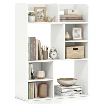 Giantex 3-Tier Desktop Bookshelf, 23.5" Desk Hutch Dorm with 8 Open Storage Cubes, Desk Organizer Shelf for Computer Desk, White Desk Shelves for Home Office College Dressing Tabletop