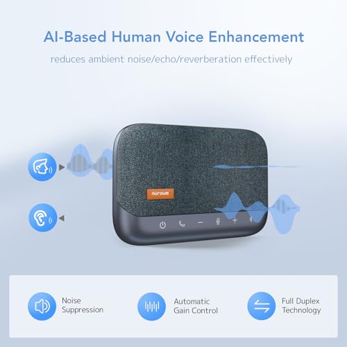 NUROUM A15 Conference Speaker and Microphone, Portable&Scalable Bluetooth Wireless Speakerphone, 360° Voice Pickup, Daisy Chian for Calls/Computer/PC/Laptop/Desktop via Bluetooth/Dongle/USB-A/C Blue - style: A15-Blue
