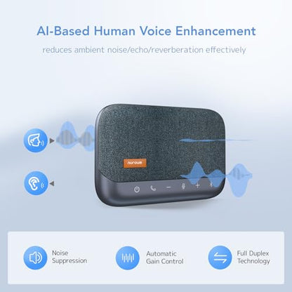 NUROUM A15 Conference Speaker and Microphone, Portable&Scalable Bluetooth Wireless Speakerphone, 360° Voice Pickup, Daisy Chian for Calls/Computer/PC/Laptop/Desktop via Bluetooth/Dongle/USB-A/C Blue - style: A15-Blue