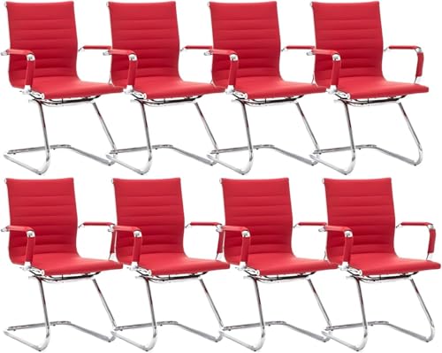 HNY 8-Pack PU Leather Office Guest Chairs - color: Burgundy, size: 8 PCS