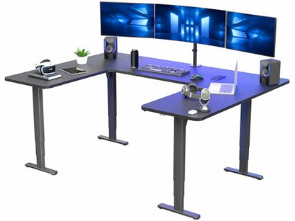 VIVO Black U-Shaped 83 x 60 in Standing Desk, DESK-E4UBB - color: Black