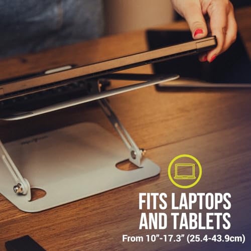 Wayfinder Supply Co. Portable Laptop Stand, Height Adjustable Riser with Open Back for Ventilation and Cooling, Foldable, Fits Laptops up to 17.3", Supports up to 11lbs. (WF-LAPTOPTABLET-COMPACT)