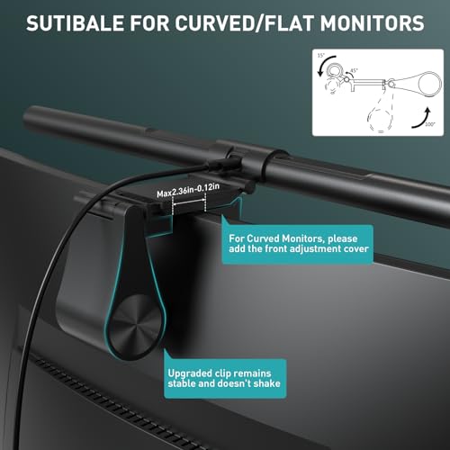 Quntis Monitor Light Bar PRO+ with Remote Control, Fit for Curved/Flat Monitor, Eye-Care USB Computer Lamp Dimmable Screen Light Bar with Auto-Dimming, No Glare Home Office Gaming Desk Lamp - style: ScreenLinear PRO+