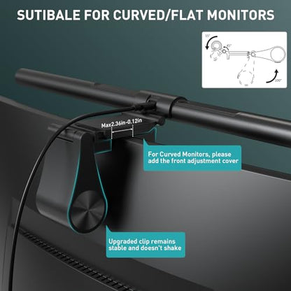 Quntis Monitor Light Bar PRO+ with Remote Control, Fit for Curved/Flat Monitor, Eye-Care USB Computer Lamp Dimmable Screen Light Bar with Auto-Dimming, No Glare Home Office Gaming Desk Lamp - style: ScreenLinear PRO+