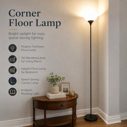 PESRAE Floor Lamp, Remote Control, Stepless Brightness & Color Temperature - color: Matte Black