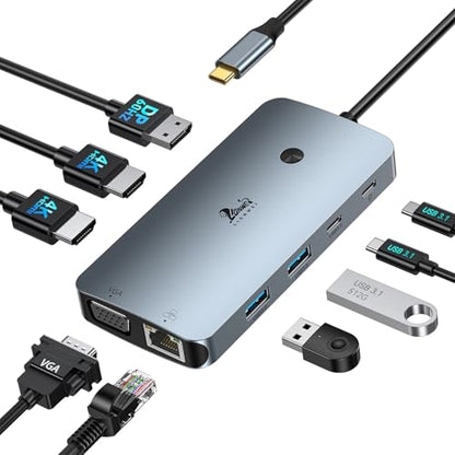 4 Monitors Docking Station 4K HDMI 9-in-1 LIONWEI USB C Hub for Laptop Mac - color: 9-in-1 (4 Monitor)