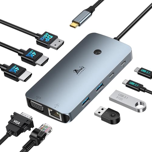 4 Monitors Docking Station 4K HDMI 9-in-1 LIONWEI USB C Hub for Laptop Mac - color: 9-in-1 (4 Monitor)