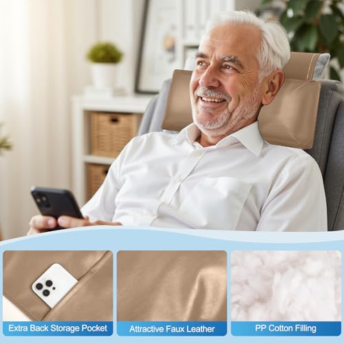 Recliner Pillow, Adjustable Neck & Head Support Pillow - color: Camel