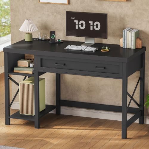 SEDETA 40" Farmhouse Small Desk with Drawers for Small Space, Bedroom - color: Black