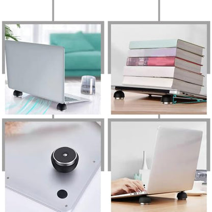 Mikikit Laptop Riser and Cooling Stand for Office Desk, Universal Black Laptop Support with Elevated Ventilated Design for Improved Airflow and Ergonomic Use