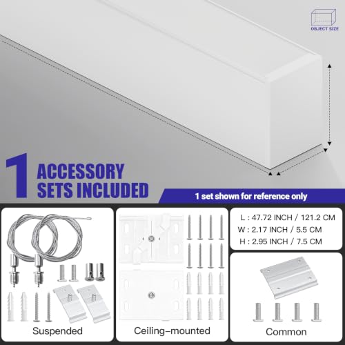 JTT 4FT LED Linear Light, 30W/40W/50W 3CCT 3000K/4000K/5000K CCT White - color: White 1 Pack（4FT）