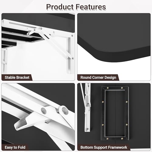 Neoaider Wall Mounted Folding Desk 35.4” x 15.7”, Black - color: Black, size: 35.4" x 15.7"