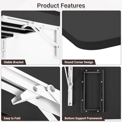 Neoaider Wall Mounted Folding Desk 35.4” x 15.7”, Black - color: Black, size: 35.4" x 15.7"