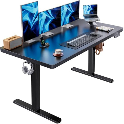HUANUO 60x30 Inch Electric Standing Desk, Height Adjustable, Natural | Spacious Gaming Electric Desk, 220lbs Carbon Steel Frame with <55dB Brushless Motor & 4 Height Presets. Ships in 2 Packages - color: Black, size: 60" X 30"
