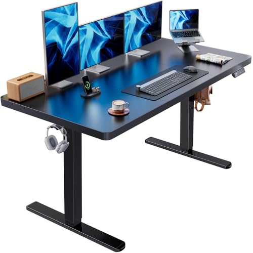 HUANUO 60x30 Inch Electric Standing Desk, Height Adjustable, Natural | Spacious Gaming Electric Desk, 220lbs Carbon Steel Frame with <55dB Brushless Motor & 4 Height Presets. Ships in 2 Packages - color: Black, size: 60" X 30"