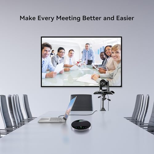 Tenveo 3X Optical Zoom 1080P 60FPS PTZ Conference System with 93°Wide-Angle Lens and MagiCall Bluetooth Speakerphone, Video Output via USB 3.0/HDMI/RS485/RS232, Ideal for Large Meetings - size: 4X Zoom/USB3.0/HDMI/MagiCall