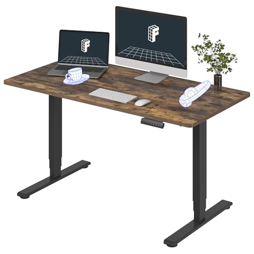 FLEXISPOT E6 3-Stage Dual Motor Electric Standing Desk 55 x 28 Sit Stand Up Desk, Holds 220 lbs, Adjustable Height w/Memory Presets, One-Piece Special Walnut Desktop & Black Frame, Ships in 2 Boxes - color: Black Frame + Special Walnut Top, size: 55"x28"