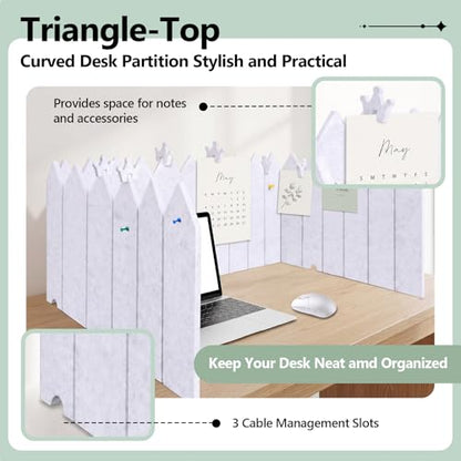 86.5 x 16'' Foldable Felt Desk Divider with 25 Thumbtacks & 8 Clips, Acoustic Desk Partition Privacy Panel, Versatile Cubicle Shield Hanging Note Item, for Office Home (Triangular) - style: Triangular