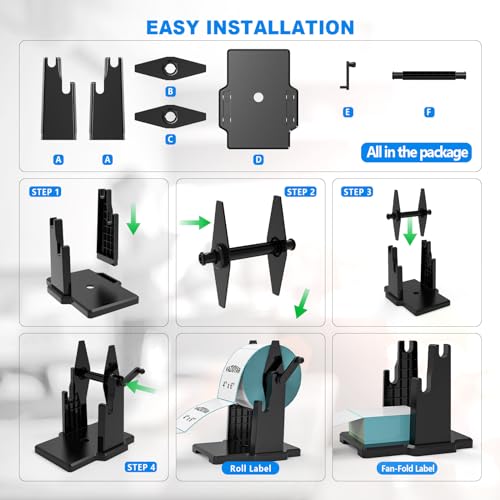 Label Holder for Rolls and Fan-Fold Labels，Compatible with Manual Recycling of Label Rolls(Large Holder) - color: Black Big Holder