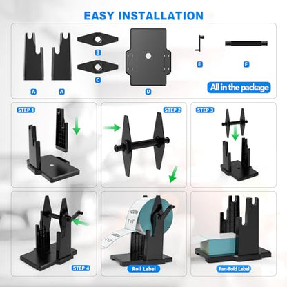 Label Holder for Rolls and Fan-Fold Labels，Compatible with Manual Recycling of Label Rolls(Large Holder) - color: Black Big Holder