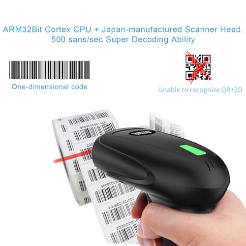 USB Wireless Barcode Scanner with Stand,Symcode Barcode Scanner Versatile 2-in-1 (2.4Ghz Wireless+USB 2.0 Wired) Rechargeable Cordless 1D Barcode Reader Handheld Bar Code Scanner