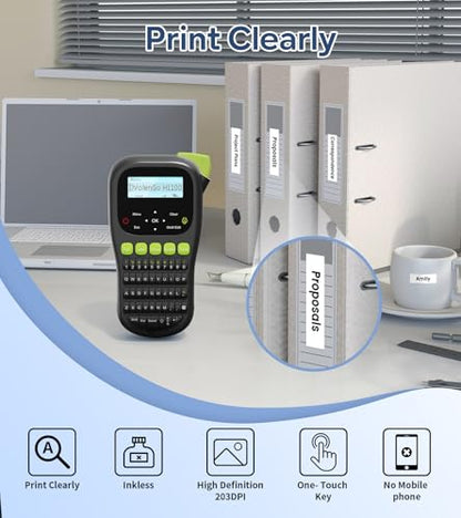 Label Maker Machine with Tape, Handheld Portable Wire Label Maker | Waterproof Labels 12mm Laminated, H1100 Labelmaker with Keyboard, Backlight & One-Touch Key, Industrial Electrical Office Use - color: Black, style: Label maker with Tape