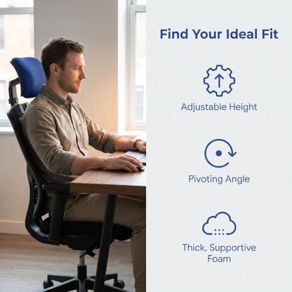 Lurrose Office Chair Headrest Attachment: Detachable Neck Support for Computer Desk and Office Work Chairs - Adjustable Height Extender Headrest 11x8.6