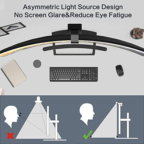 ONWAY Curved Monitor Light Bar with Wireless Remote,Monitor Auto-Dimming and Camera Base,Applicable to All Screens. No Screen Glare,for Home Office - color: Black