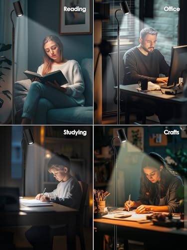 GLOWRIUM 17W LED Reading Floor Lamp with Remote, 67" Dimmable Standing Lamp | Dual-Side Reading Light & Mood Light, 4 Color Temps 7 Brightness, Touch & Remote Control, Adjustable Gooseneck, Task lamp - style: 2-in-1 Lamp (H2)