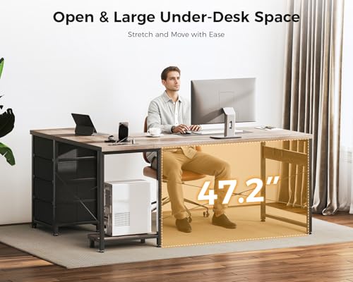 AODK 61" L Shaped Gaming Desk with 4 Drawers and Power Outlets, Grey - color: Grey, size: 61 Inch