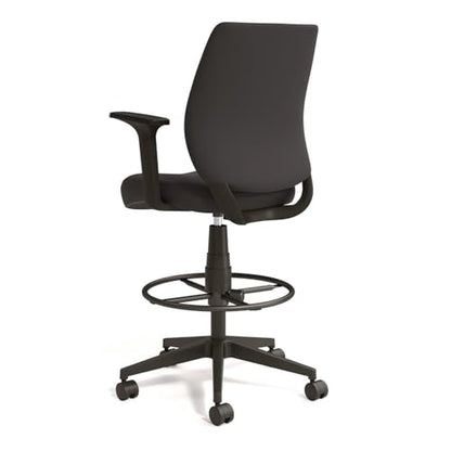 Alera Wessex Drafting Stool, Drafting Chair, Adjustable Seat Height, Foot Rest Ring, Removable Arms, Supports Up to 275 lb, Black