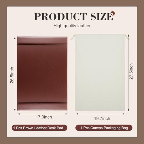 26.5 x 17.3 Inch Leather Desk Pad with Side Rails Mat, Brown - color: Brown, size: 26.5" x 17.3"