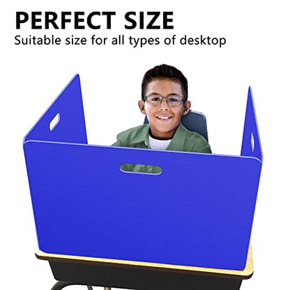 Privacy Shields 12 Pack Blue Durable Easy Carry Plastic Desk Dividers-Easy to Disinfect Classroom Dividers-Portable Divider-Re-usable Privacy Divider - color: Bule 12 Pack