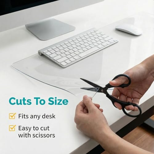 Clear Writing Desk Pad, 11 x 46in Heat Resistant Waterproof PVC Round Edge Durable Desk Protect Mat, Anti-Static Writing Mat Table Protector, 1.5mm