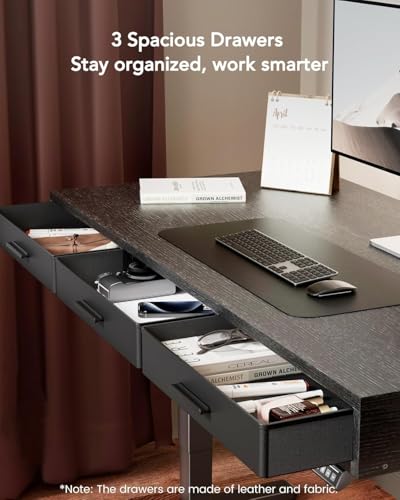 HUANUO Electric Standing Desk with Drawers, C-Clamp Mount Compatible, 40 x 22 Inch Height Adjustable Sit Stand Desk, Fabric Drawers, Home Office Stand Up Desk with 4 Custom Height Settings, Black - size: 40" X 22"