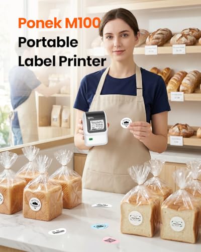Ponek Label Makers, Bluetooth Thermal Sticker Printer with 6000+ Templates - color: White