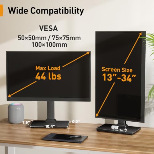 Perlegear Single Monitor Stand for 13–34 inch Screens up to 44 lbs - size: 13-34 inch