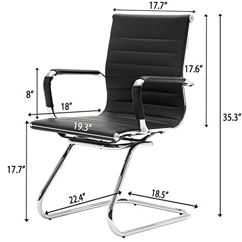 HNY 6-Pack PU Leather Office Guest Chairs - color: Black, size: 6 PCS