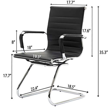 HNY 6-Pack PU Leather Office Guest Chairs - color: Black, size: 6 PCS