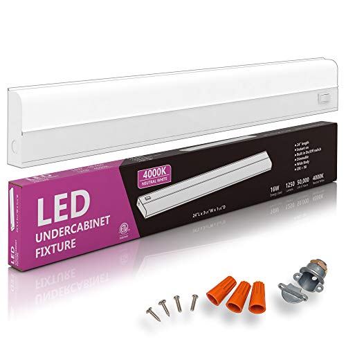 24" Hardwired Under Cabinet Light, 4000K Cool White, ETL, 1250 lm, Dimmable - color: 4000K CoolWhite, size: 24 INCH