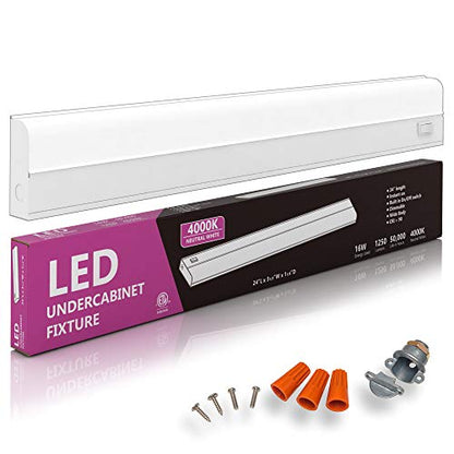 24" Hardwired Under Cabinet Light, 4000K Cool White, ETL, 1250 lm, Dimmable - color: 4000K CoolWhite, size: 24 INCH