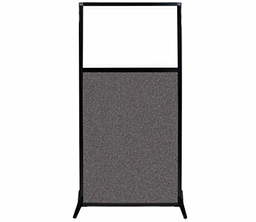 Versare Workstation Partition | Portable Wall Divider | Modern Office Cubicle | Free Standing Privacy Screen | Flexible Work Space | 33" x 70" W/Window, Charcoal Gray Fabric Panels - color: Charcoal Gray, size: 33" Wide x 70" Tall W/ Window