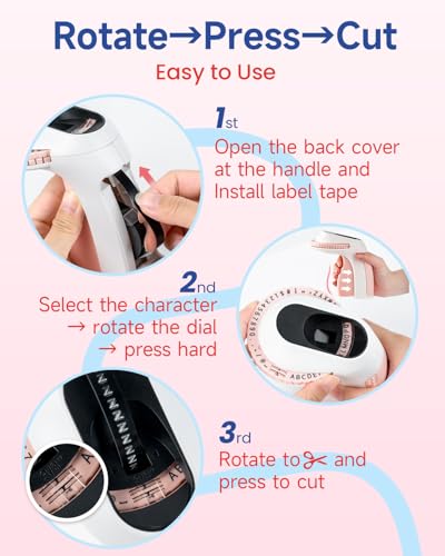 Zodzi Label Maker Embossing Label Maker for Scrapbook Junk Journal Supplies - color: Pink
