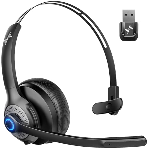 JIAMQISHI Bluetooth Wireless Headset with Mic for Work, Clear Calls | Bluetooth 5.2, Advanced Noise Reduction Microphone, Comfortable On-Ear Headphones, Applicable to PC, Laptop, Android, Zoom - color: Black Silver