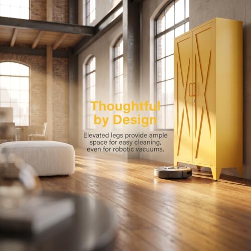 61" Yellow Steel Locking Cabinet, Tall Metal Storage Locker with 3 Adjustable Shelves, Secure Organizer Cabinet for Home Office, Garage, Classroom - color: Yellow, style: 61"H-Cabinet-CX