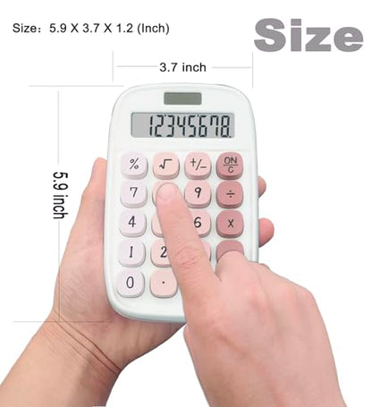 Cute Calculator, Clicky Calculator (Pink) | Large LCD Display 8 Digit Tilt Screen and Big Button for Teachers Students Basic Office - color: PinK