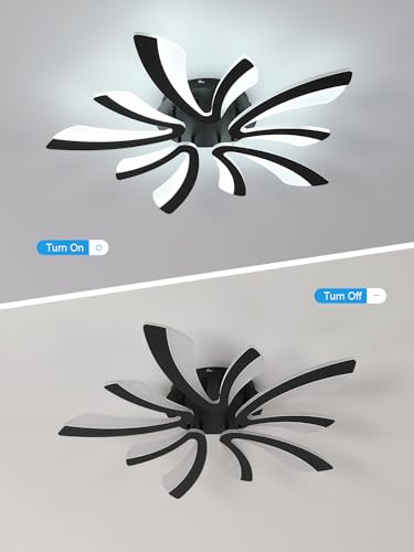 Goeco Modern Ceiling Light, 27.5'' LED Black Acrylic V-Shaped Flush Mount Ceiling Lights, 6500K Ceiling Light Fixture for Living Room, Dining Room, Bedroom, Kitchen - color: Black V Shaped-6500K