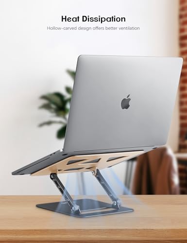 Aoviho Adjustable Laptop Stand for Desk,Portable Laptop Stand Holder and Riser,Foldable Aluminum Notebook Computer Stands for MacBook Air Pro HP Lenovo Dell Samsung, 10-15.6 inch,Moonlit Gold Noir - color: Moonlit Gold Noir