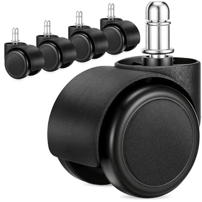 2" Office Chair Casters Wheels Heavy Duty, 5 pcs Chair Wheel Replacement | 11mm Stem Only, Won’t Work with 10mm Stems or IKEA Chairs, Silent Rubber Casters Safe for Hard Floors, Supports Up to 300 lbs